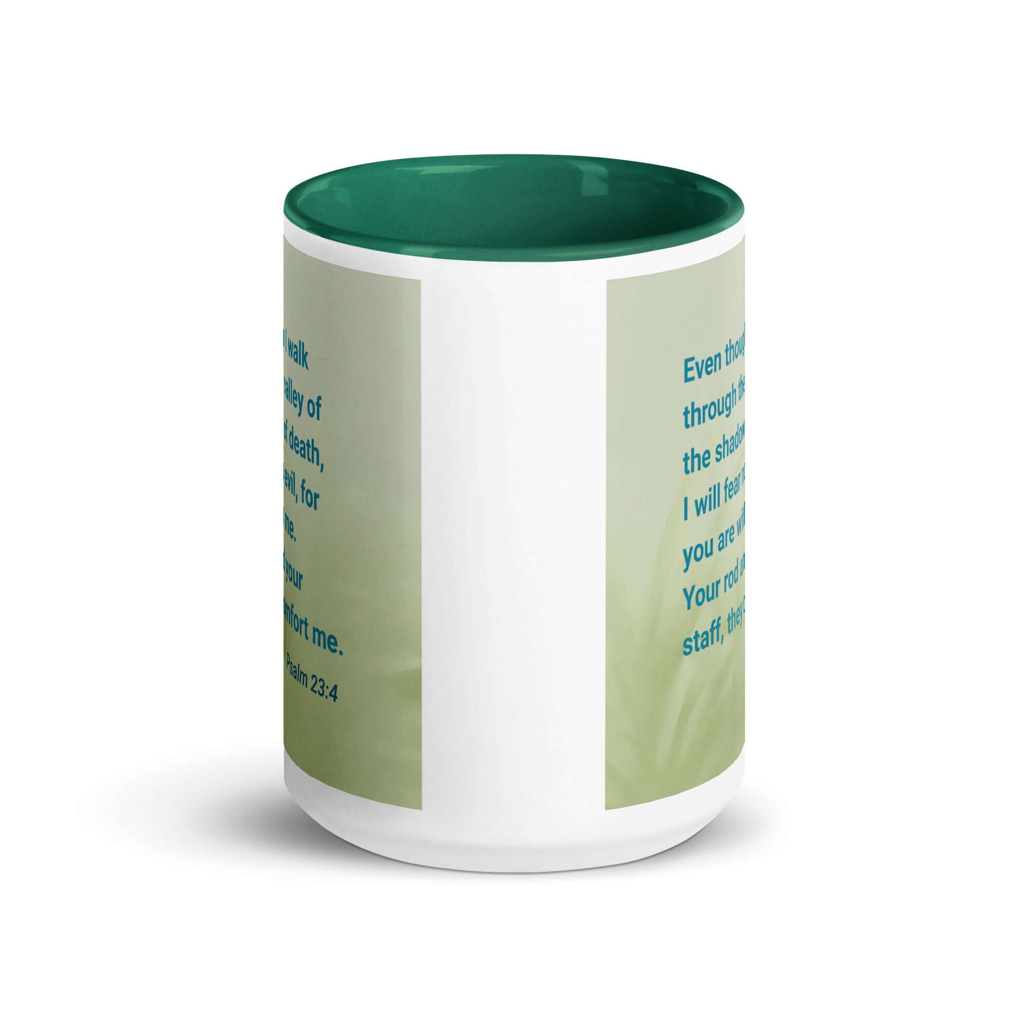 Psalm 23:4 - Bible Verse, fear no evil White Ceramic Mug with Color Inside