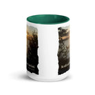 Psalm 46:10 Bible Verse, Sunset Glory White Ceramic Mug with Color Inside