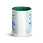 1 Pet 5:7 - Bible Verse, casting all your worries on Him White Ceramic Mug with Color Inside