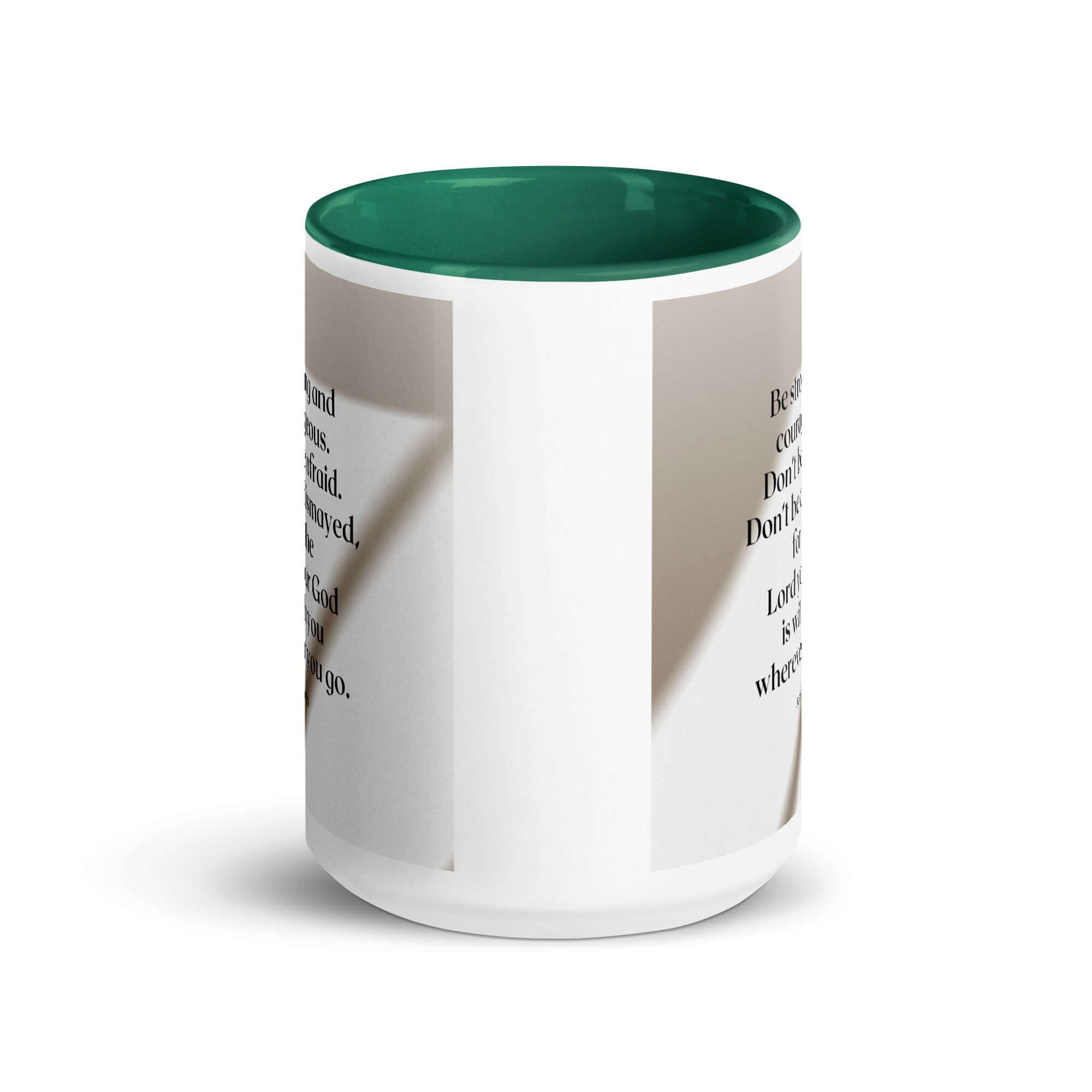 Joshua 1:9 Bible Verse, for the Lord White Ceramic Mug with Color Inside