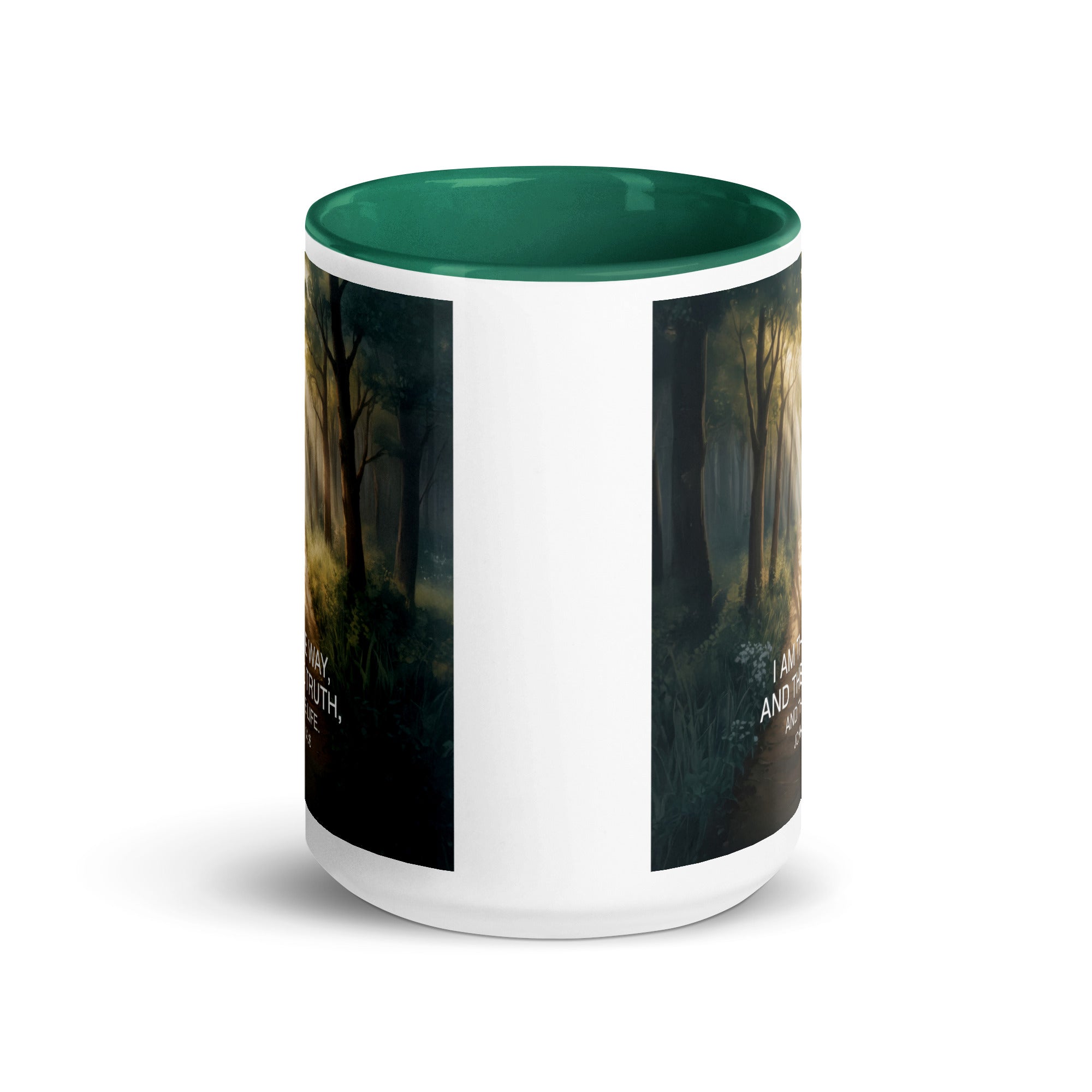 John 14:6 Bible Verse I Am White Ceramic Mug with Color Inside