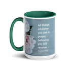 Matt 21:22 - Bible Verse, ask in prayer White Ceramic Mug with Color Inside