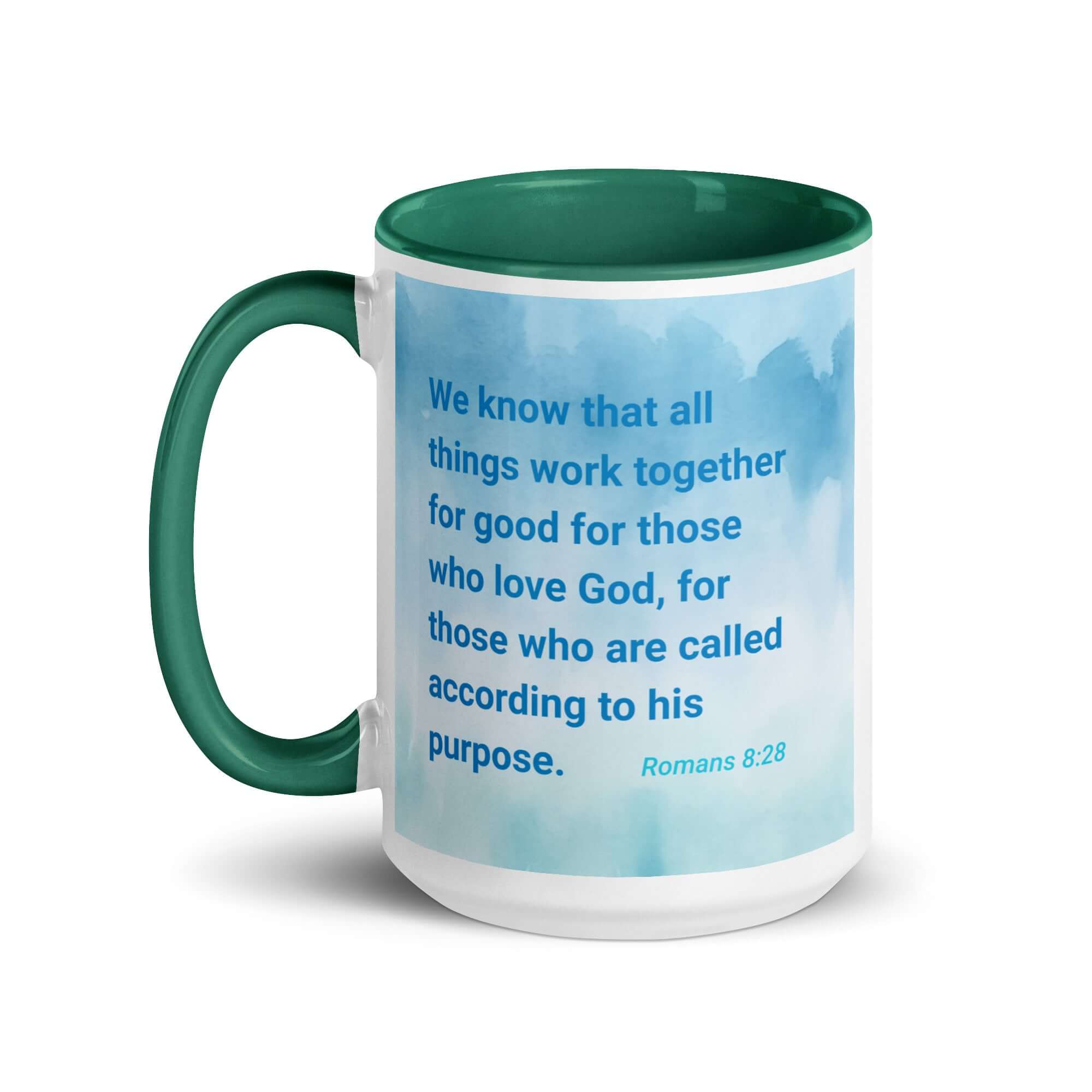 Rom 8:28 - Bible Verse, together for good White Ceramic Mug with Color Inside