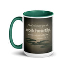 Col 3:23 - Bible Verse, as for the Lord White Ceramic Mug with Color Inside