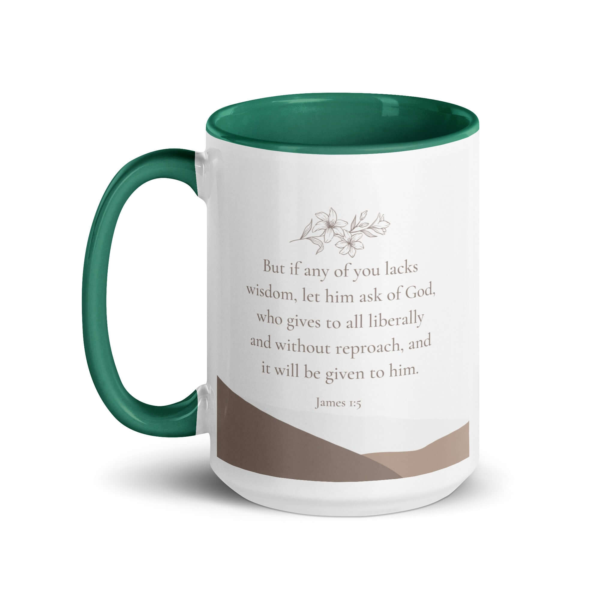 James 1:5 Bible Verse, ask of God White Ceramic Mug with Color Inside