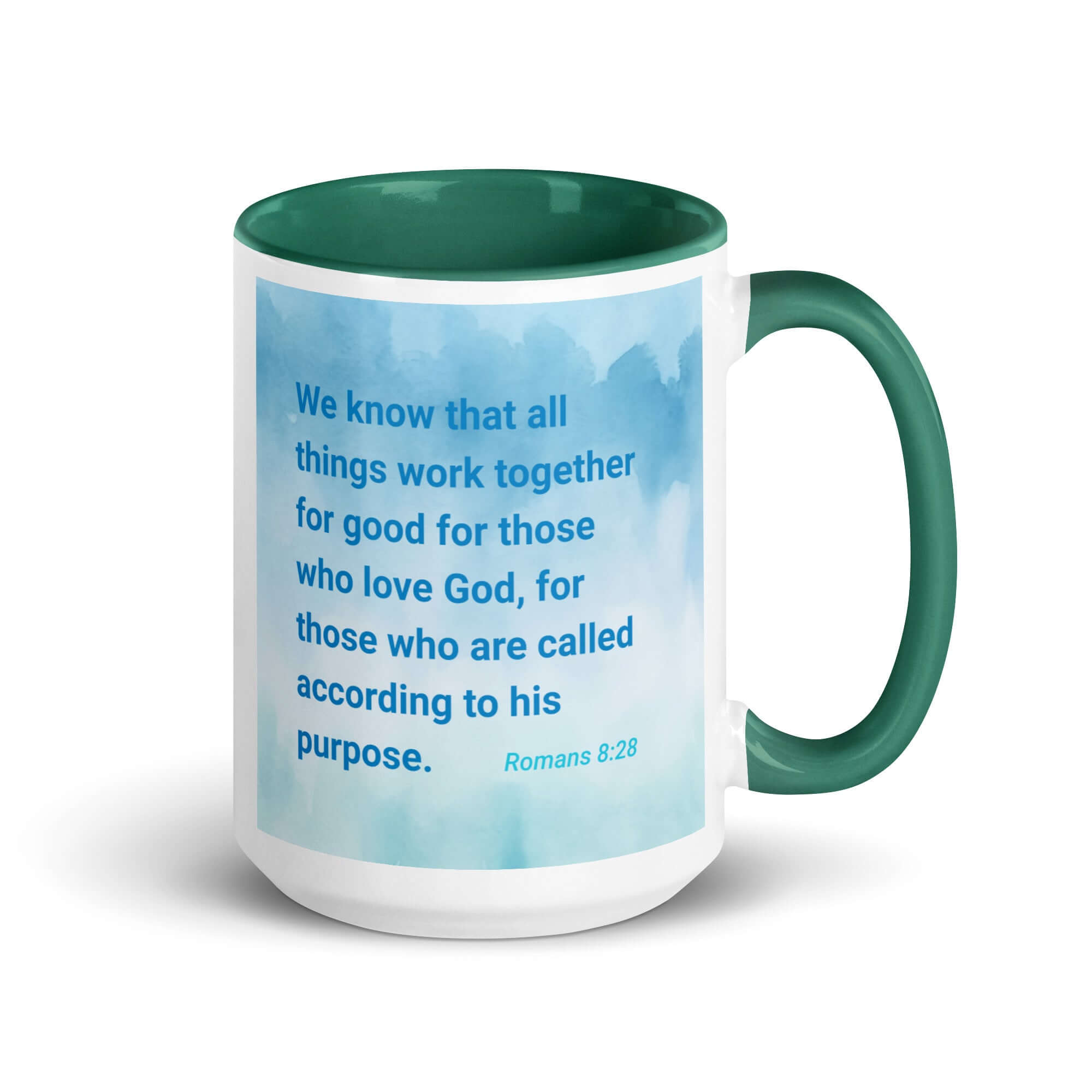 Rom 8:28 - Bible Verse, together for good White Ceramic Mug with Color Inside