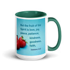 Gal 5:22 - Bible Verse, fruit of the Spirit White Ceramic Mug with Color Inside