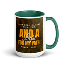 Psalm 119:105 - Bible Verse, lamp to my feet White Ceramic Mug with Color Inside