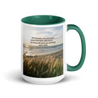 John 14:26 Bible Verse in my name White Ceramic Mug with Color Inside Dark green 15 oz