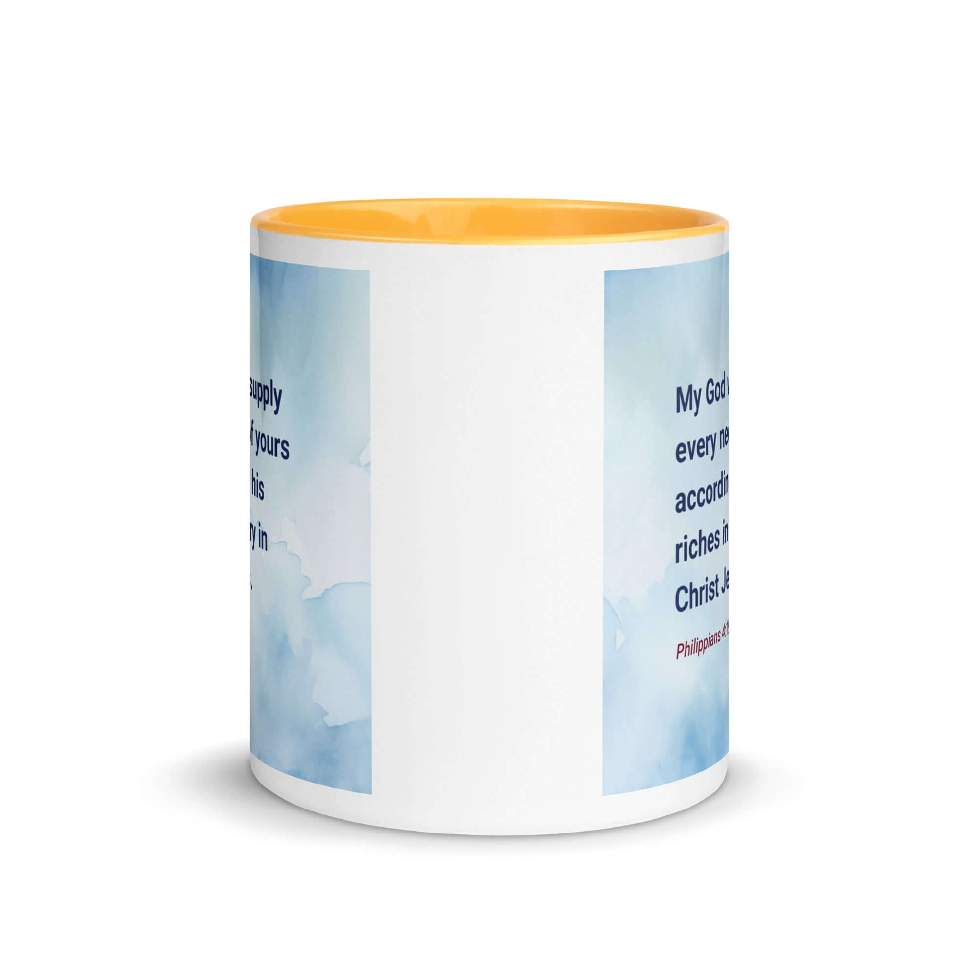 Phil 4:19 - Bible Verse, God will supply White Ceramic Mug with Color Inside