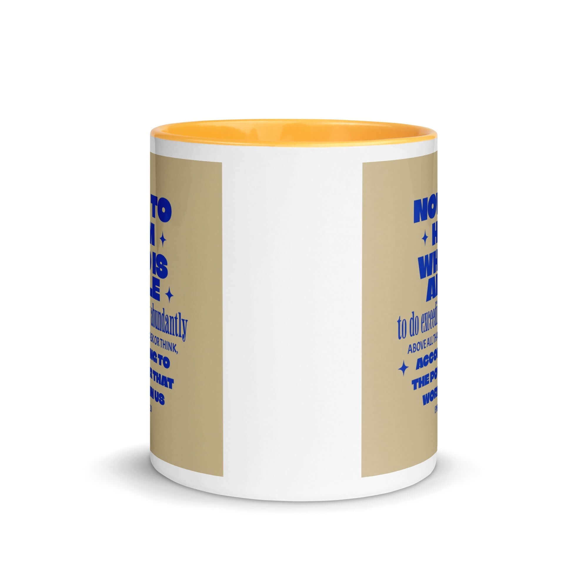 Eph 3:20 - Bible Verse, power in us White Ceramic Mug with Color Inside