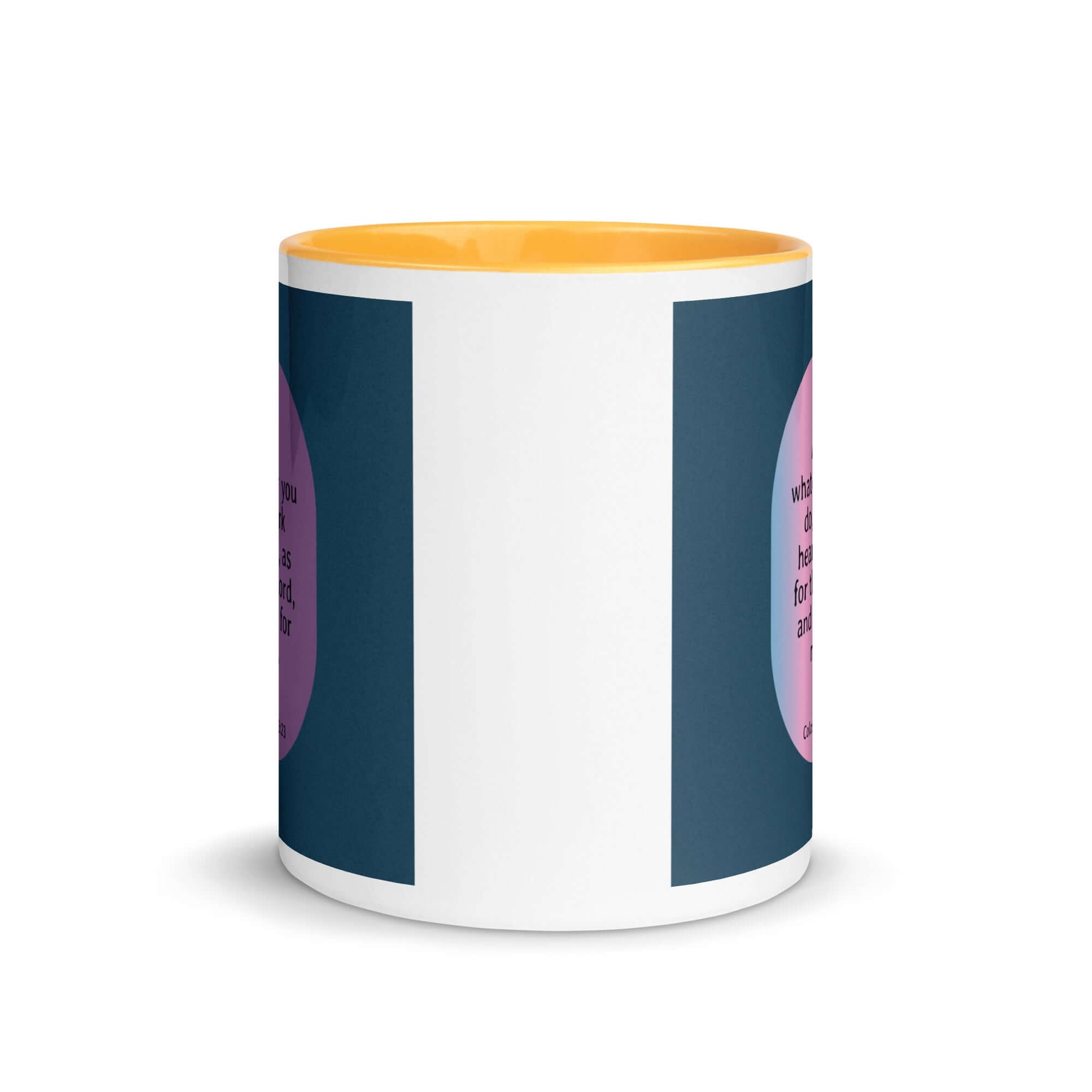 Col 3:23 - Bible Verse, work heartily White Ceramic Mug with Color Inside