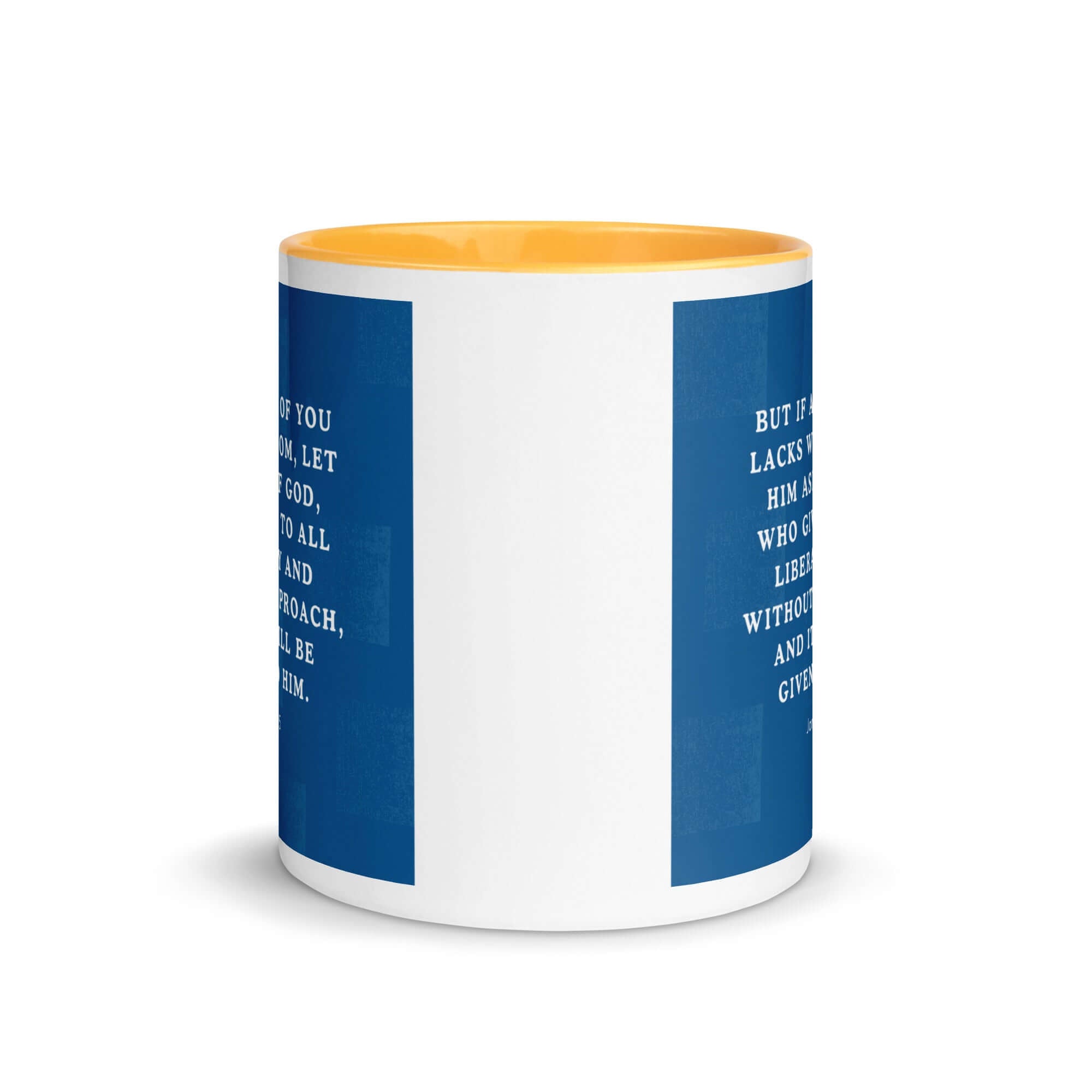 James 1:5 Bible Verse, gives to all White Ceramic Mug with Color Inside