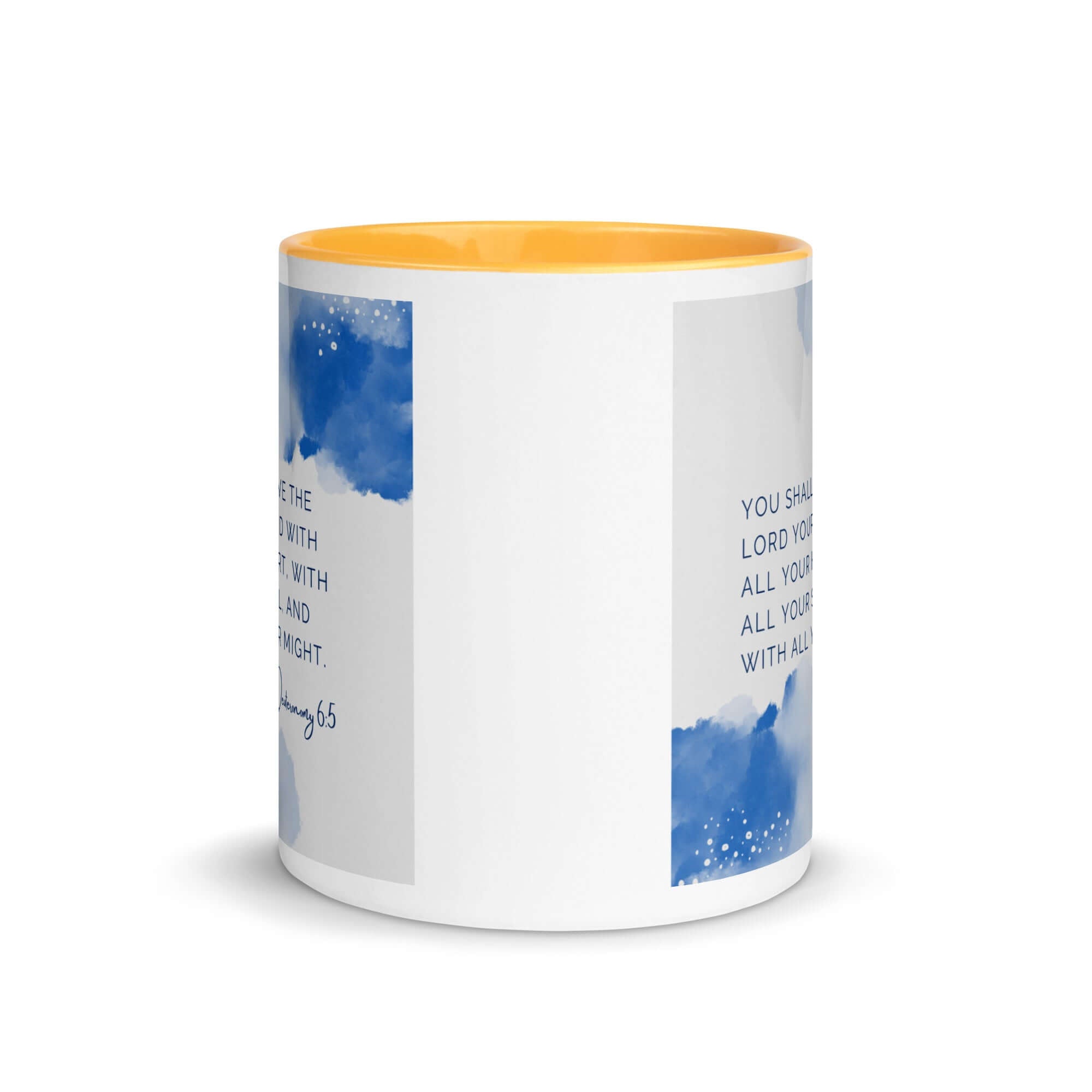 Deuteronomy 6:5 Bible Verse, your God White Ceramic Mug with Color Inside