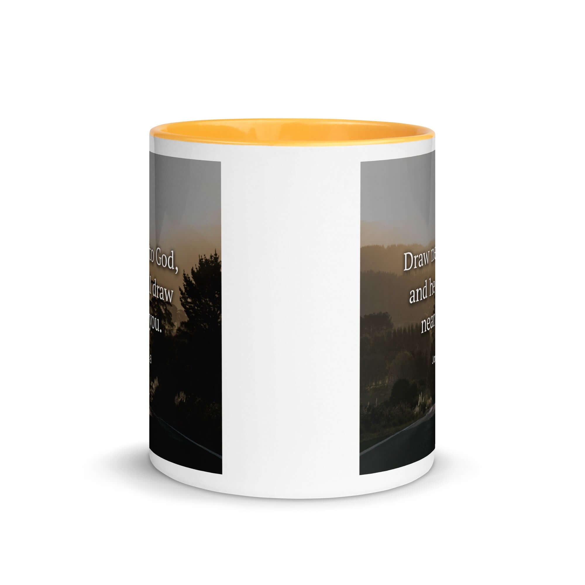 James 4:8 Bible Verse, Cleanse your White Ceramic Mug with Color Inside