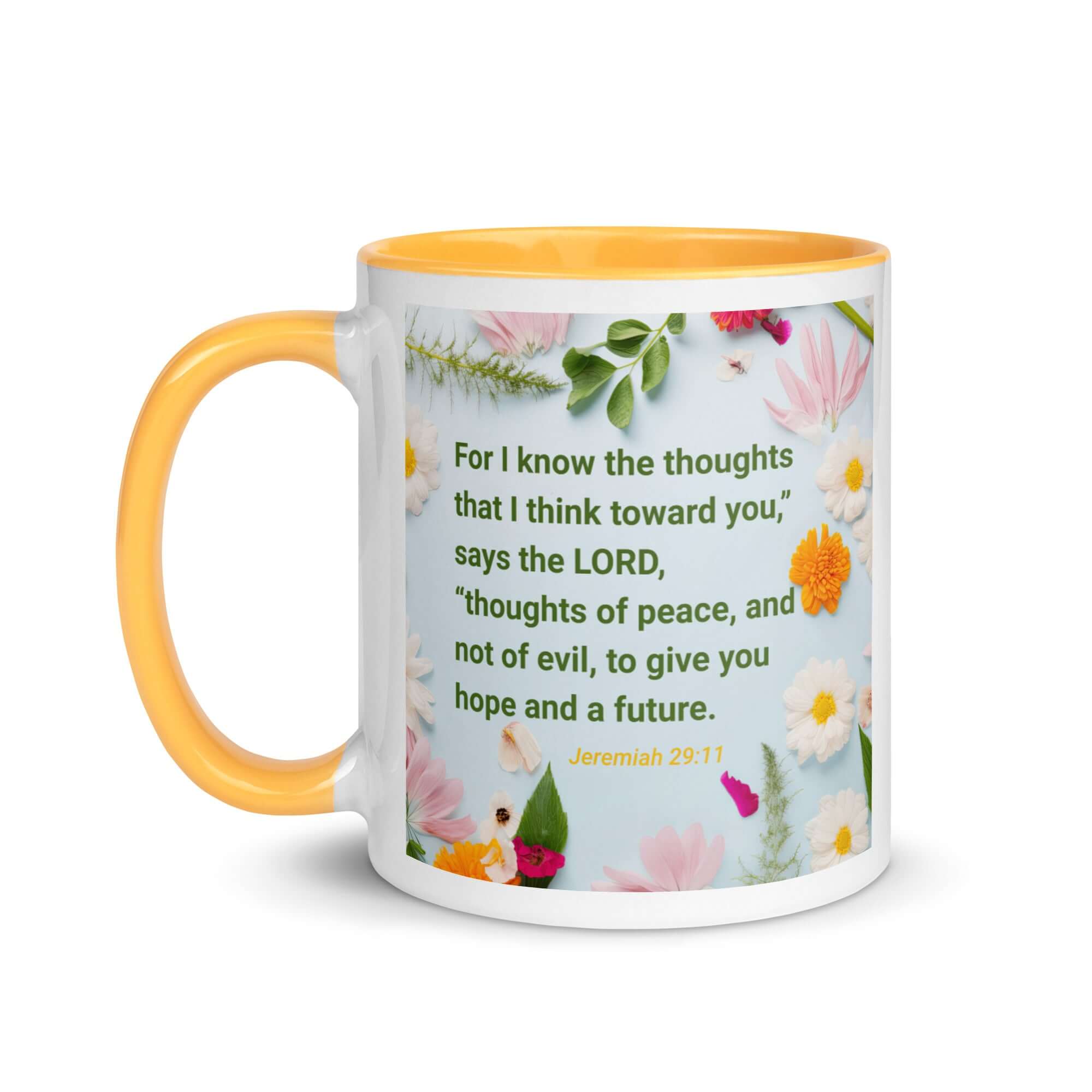 Jer 29:11 - Bible Verse, to give you hope White Ceramic Mug with Color Inside