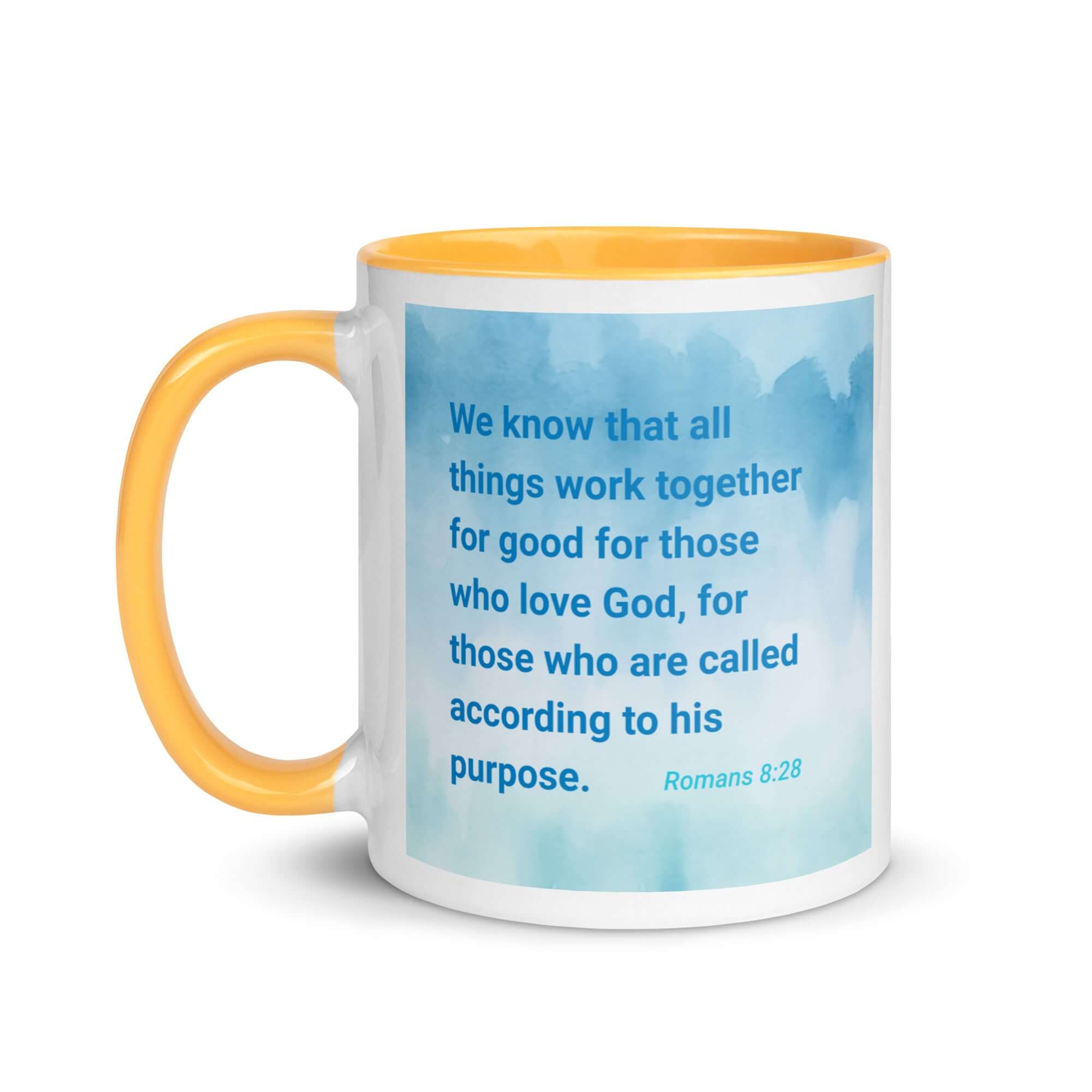 Rom 8:28 - Bible Verse, together for good White Ceramic Mug with Color Inside