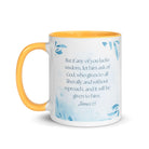 James 1:5 Bible Verse, lacks wisdom White Ceramic Mug with Color Inside