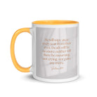 Revelation 21:4 Bible Verse, He will wipe White Ceramic Mug with Color Inside