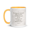 Joshua 1:9 Bible Verse, Be strong White Ceramic Mug with Color Inside