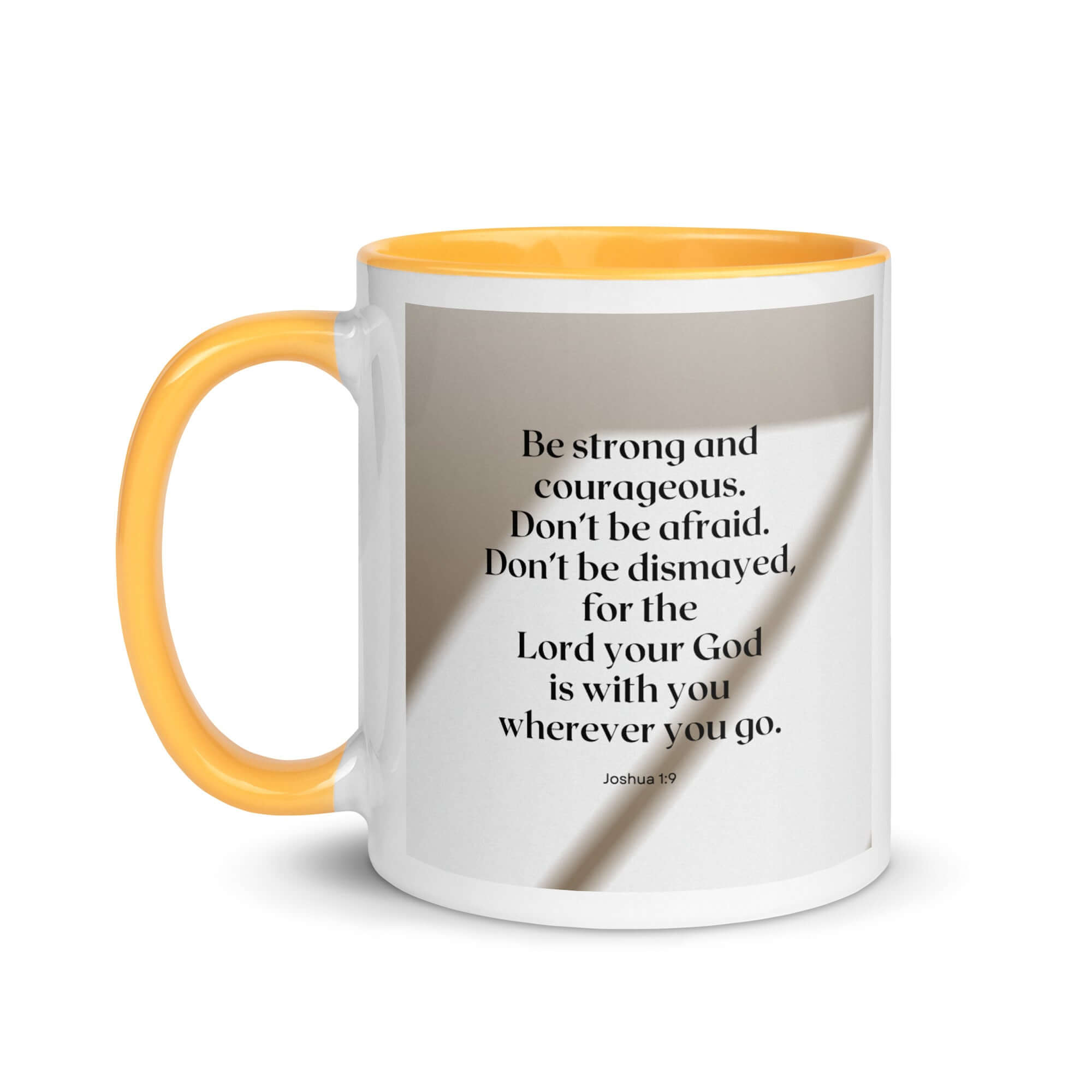 Joshua 1:9 Bible Verse, for the Lord White Ceramic Mug with Color Inside