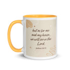 Joshua 24:15 Bible Verse, will serve White Ceramic Mug with Color Inside