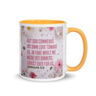 Romans 5:8 - Bible Verse, Christ Died for Us Mug Color Inside