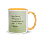 Heb 11:1 - Bible Verse, faith is assurance White Ceramic Mug with Color Inside