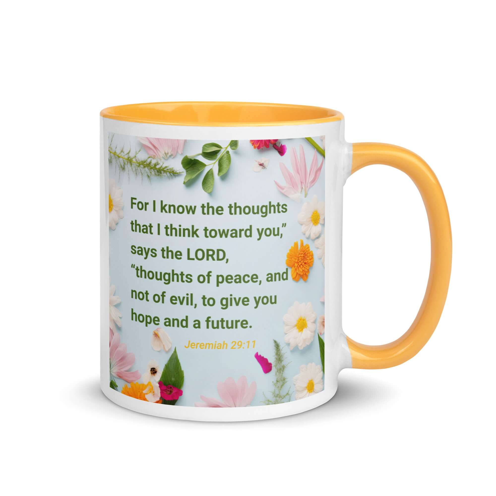 Jer 29:11 - Bible Verse, to give you hope White Ceramic Mug with Color Inside