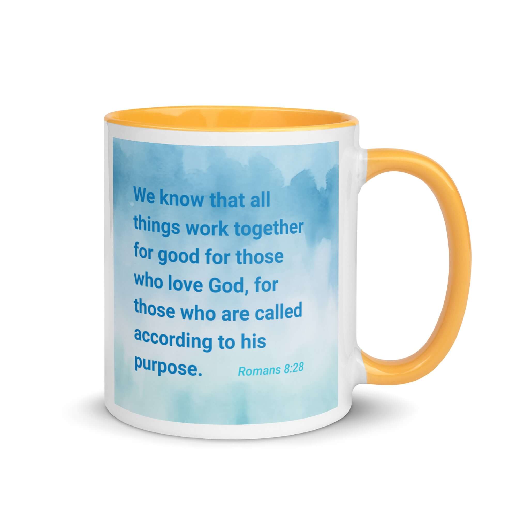 Rom 8:28 - Bible Verse, together for good White Ceramic Mug with Color Inside