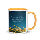 James 4:8 Bible Verse, near to you White Ceramic Mug with Color Inside