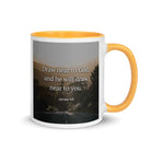 James 4:8 Bible Verse, Cleanse your White Ceramic Mug with Color Inside