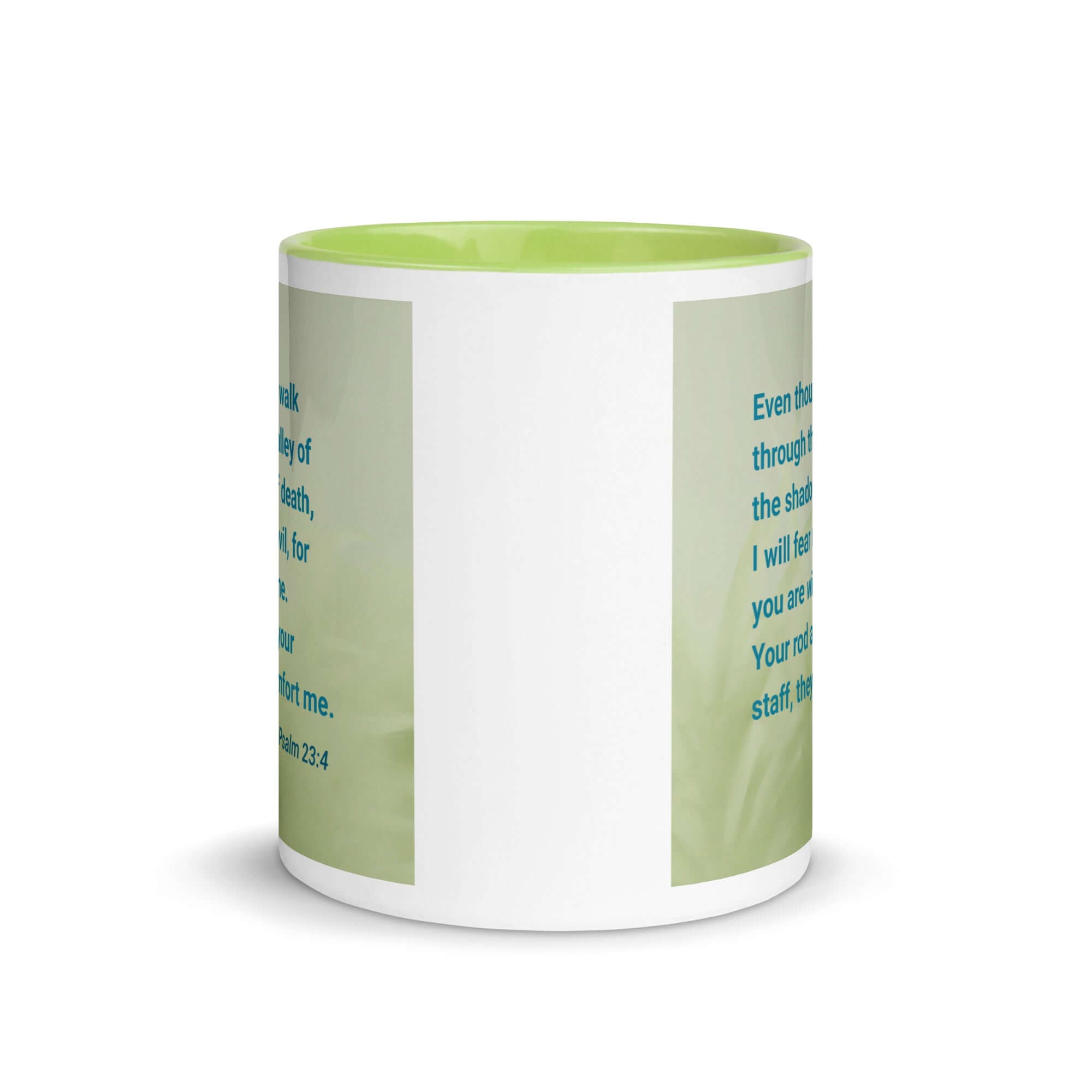 Psalm 23:4 - Bible Verse, fear no evil White Ceramic Mug with Color Inside