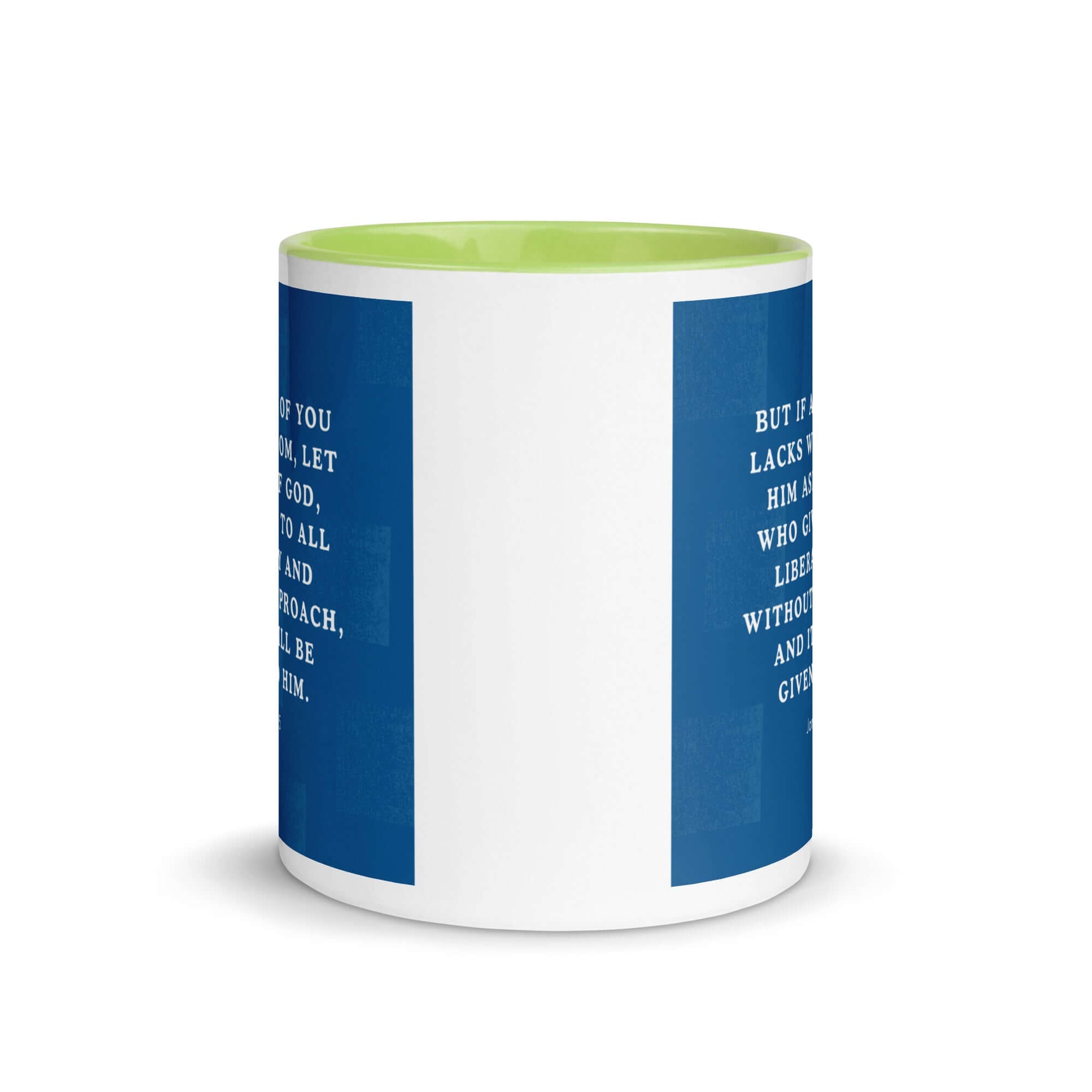 James 1:5 Bible Verse, gives to all White Ceramic Mug with Color Inside