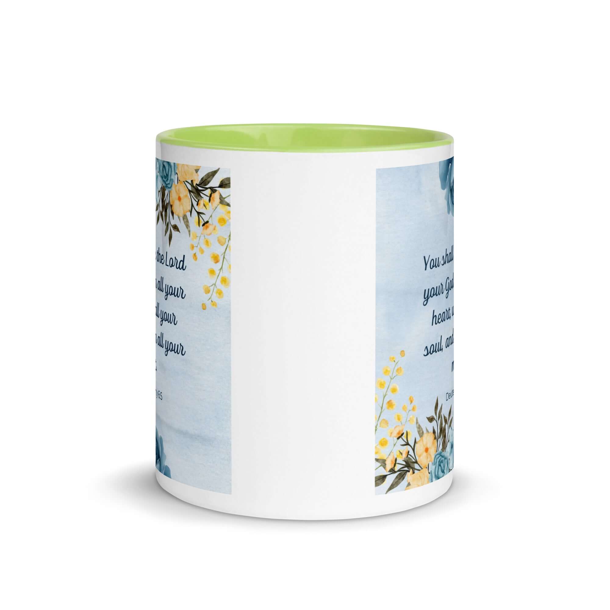 Deuteronomy 6:5 Bible Verse, You shall love White Ceramic Mug with Color Inside