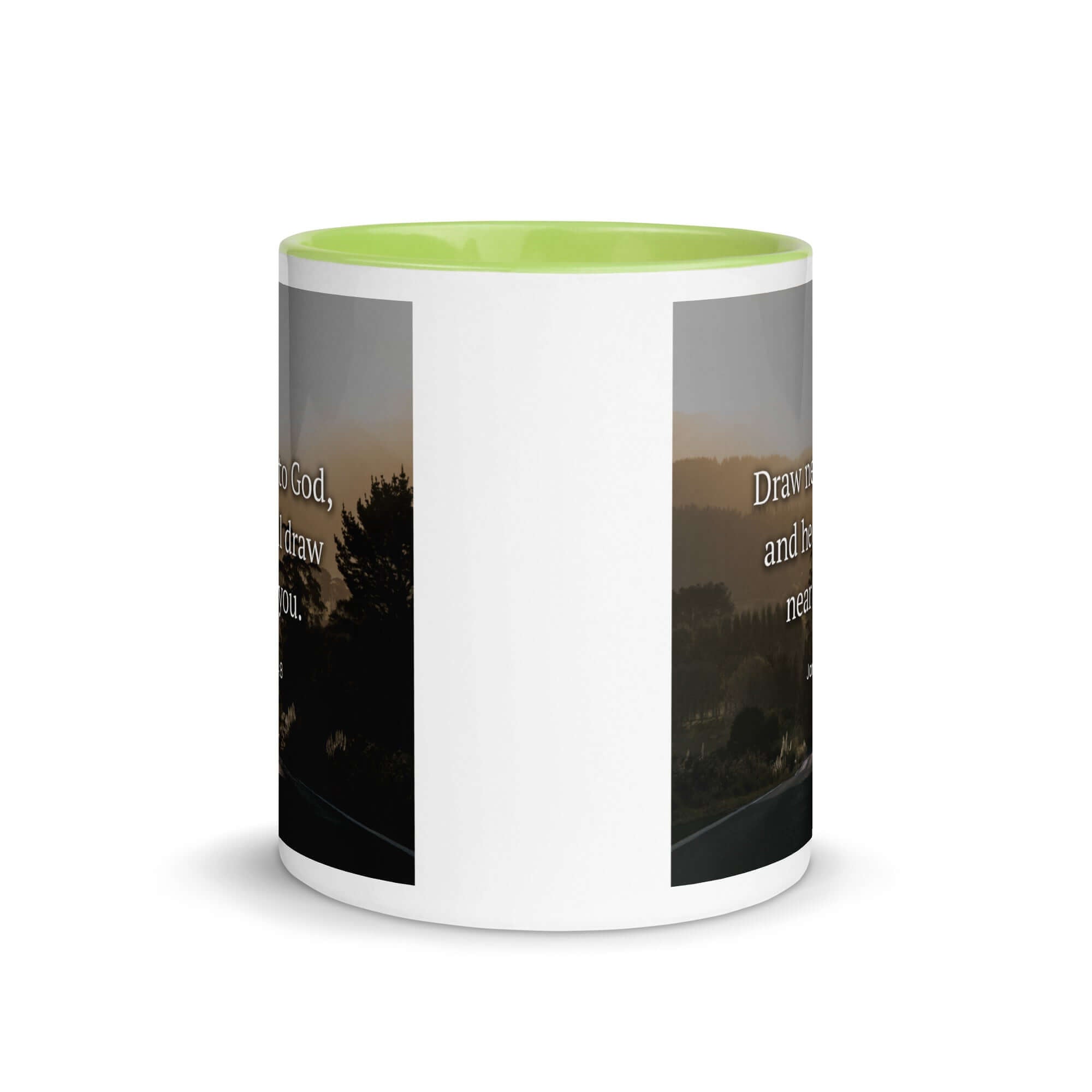 James 4:8 Bible Verse, Cleanse your White Ceramic Mug with Color Inside