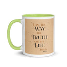 John 14:6 Bible Verse, Color Text Brown Background Mug Color Inside