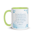 James 1:5 Bible Verse, lacks wisdom White Ceramic Mug with Color Inside