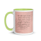 Revelation 21:4 Bible Verse, their eyes White Ceramic Mug with Color Inside