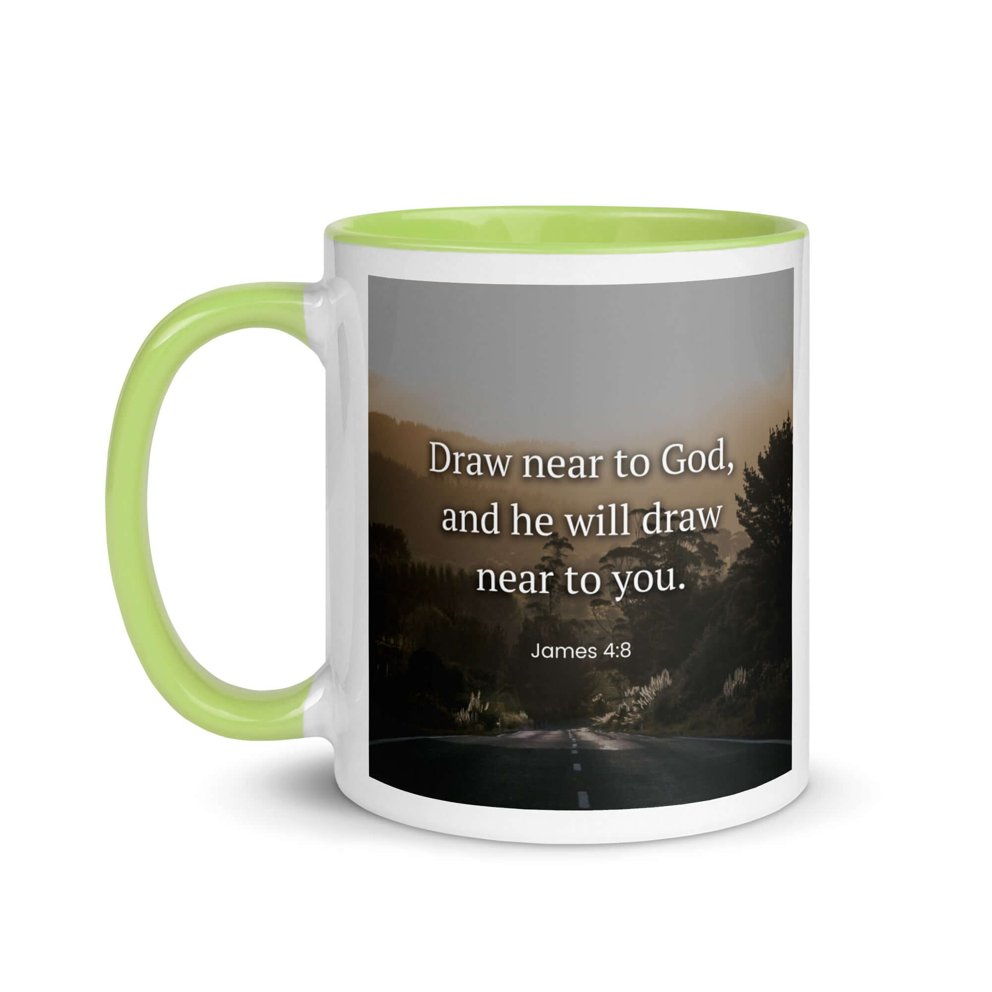 James 4:8 Bible Verse, Cleanse your White Ceramic Mug with Color Inside