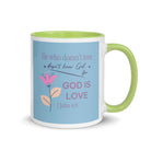 1 John 4:8 - Bible Verse, doesn’t love White Ceramic Mug with Color Inside