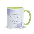 Nahum 1:3 Bible Verse, great in power White Ceramic Mug with Color Inside