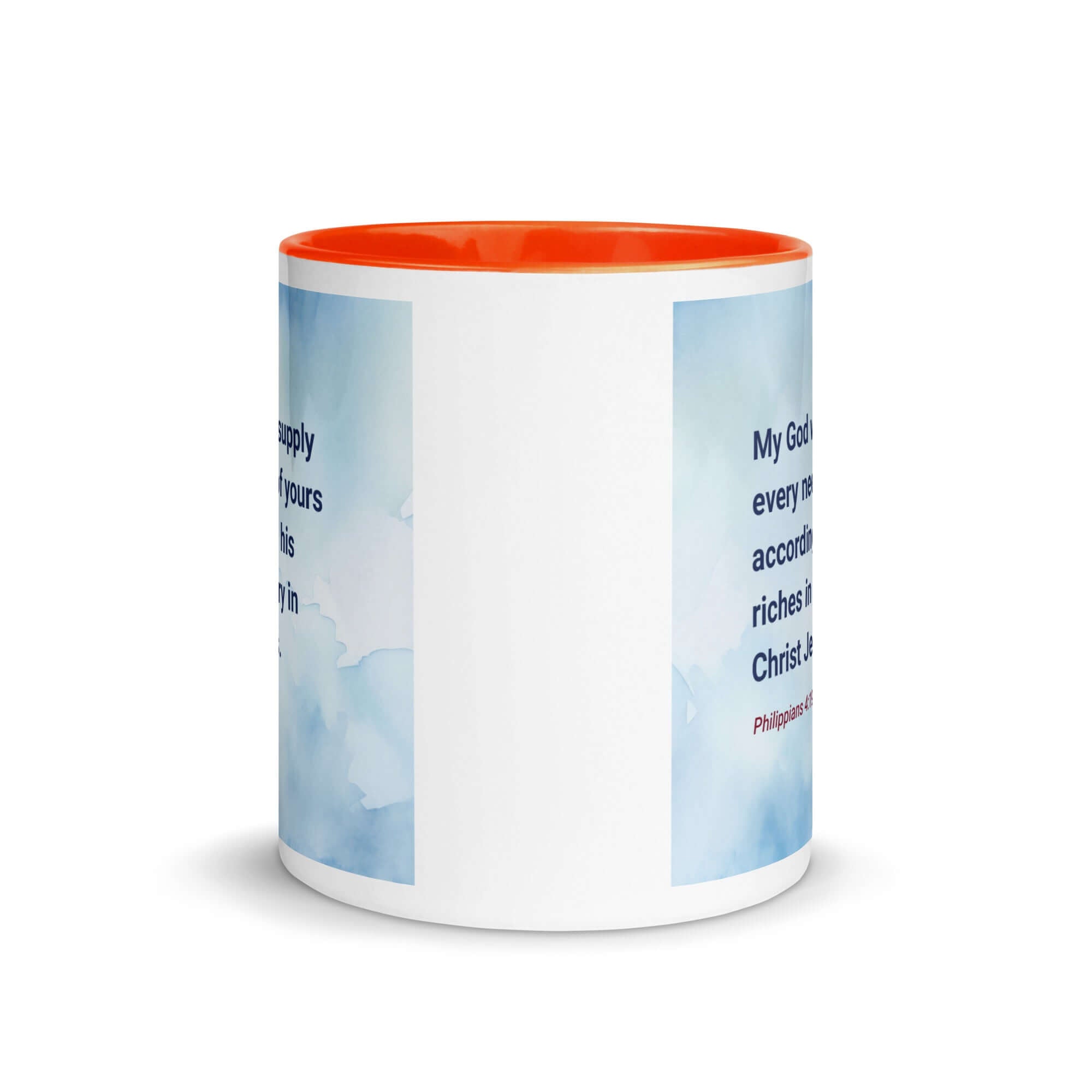 Phil 4:19 - Bible Verse, God will supply White Ceramic Mug with Color Inside