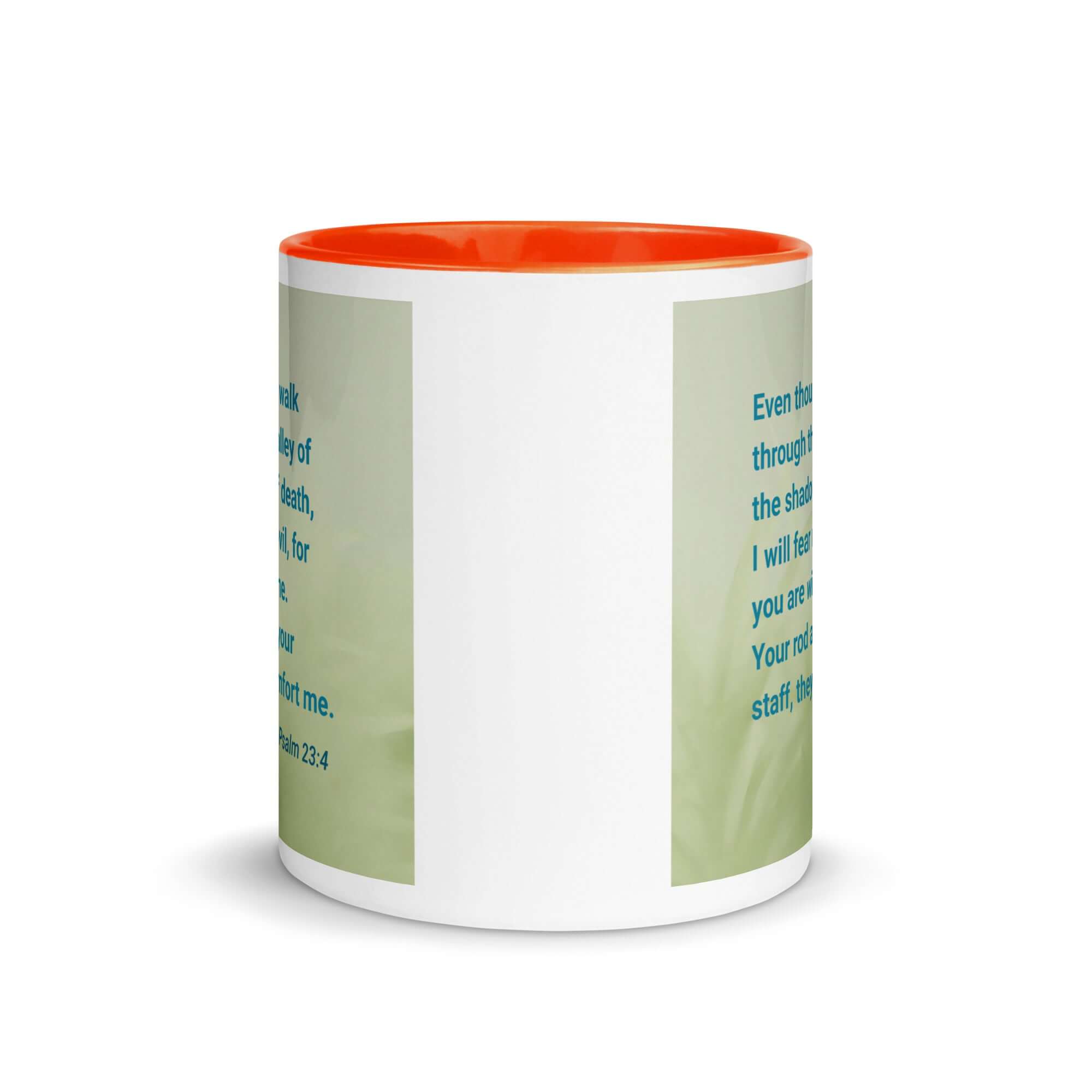 Psalm 23:4 - Bible Verse, fear no evil White Ceramic Mug with Color Inside