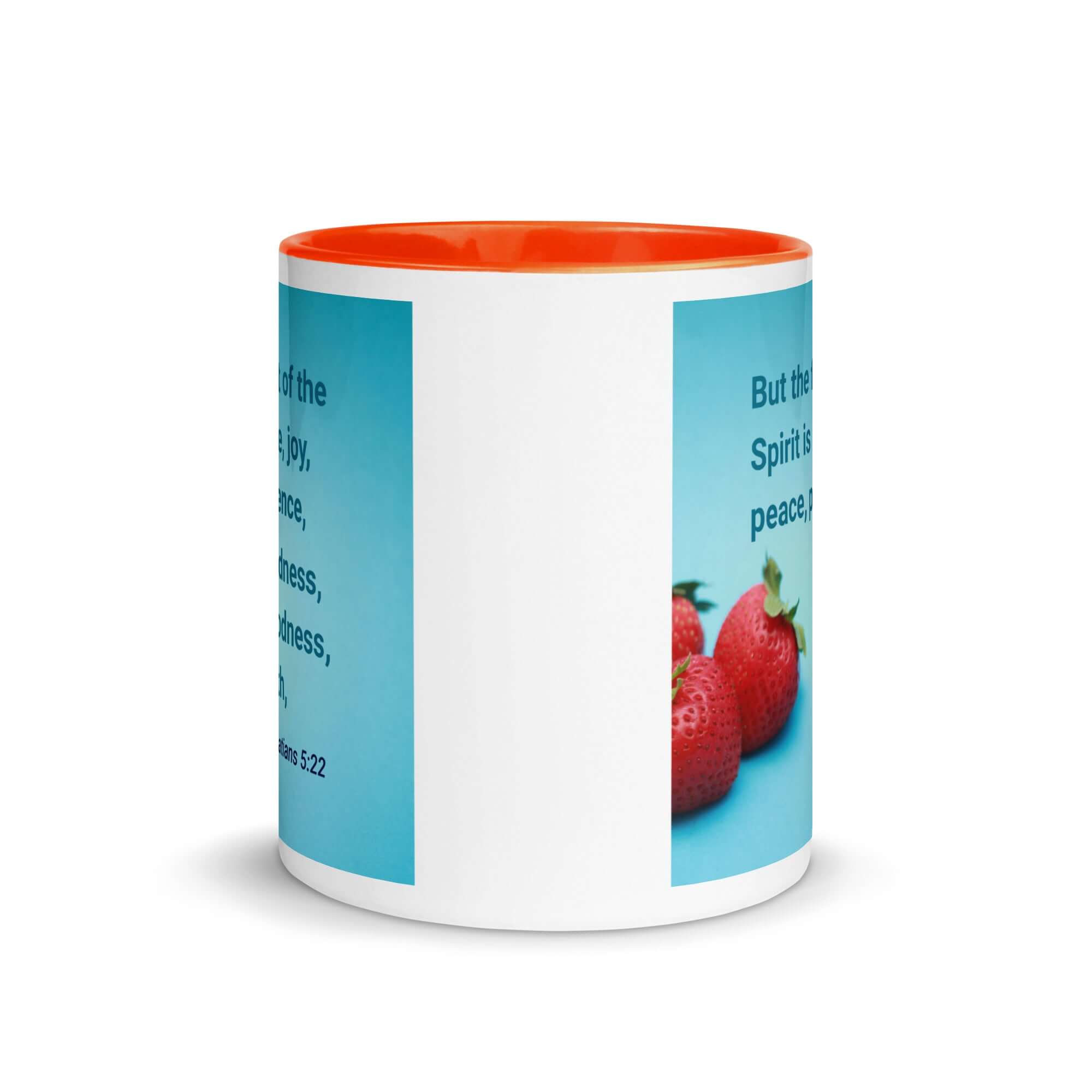 Gal 5:22 - Bible Verse, fruit of the Spirit White Ceramic Mug with Color Inside