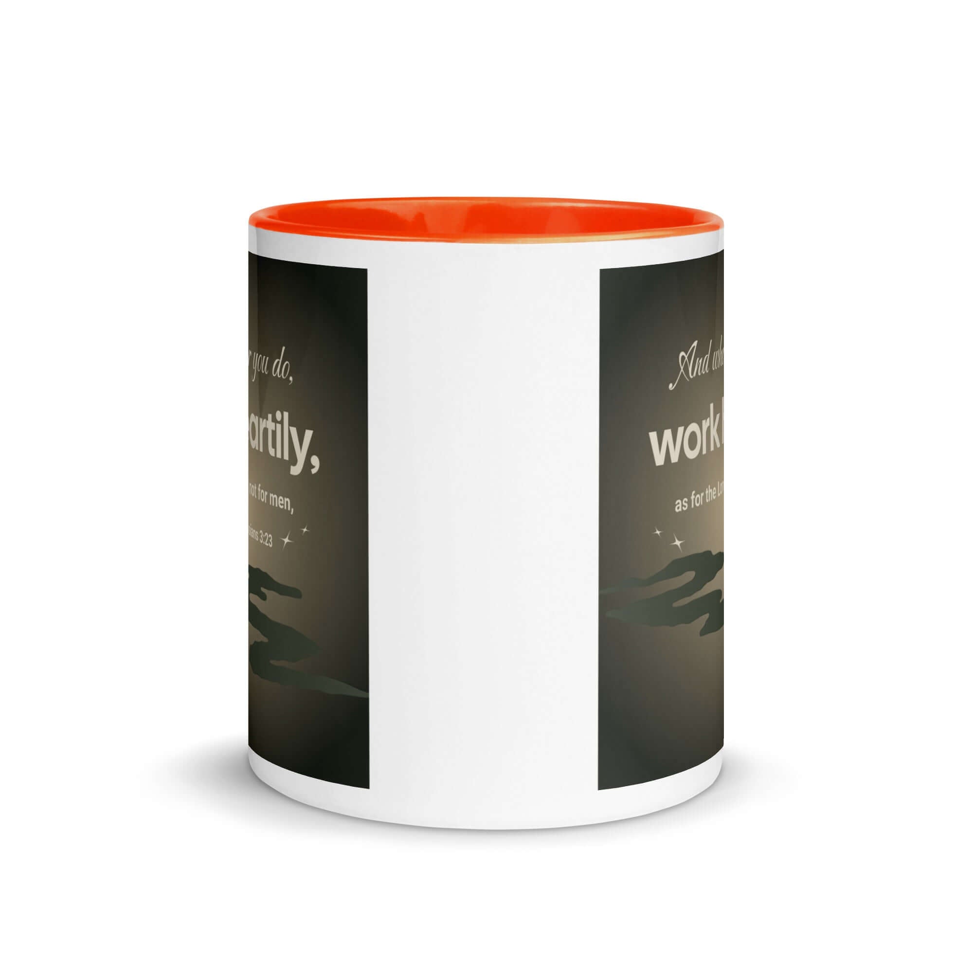 Col 3:23 - Bible Verse, as for the Lord White Ceramic Mug with Color Inside