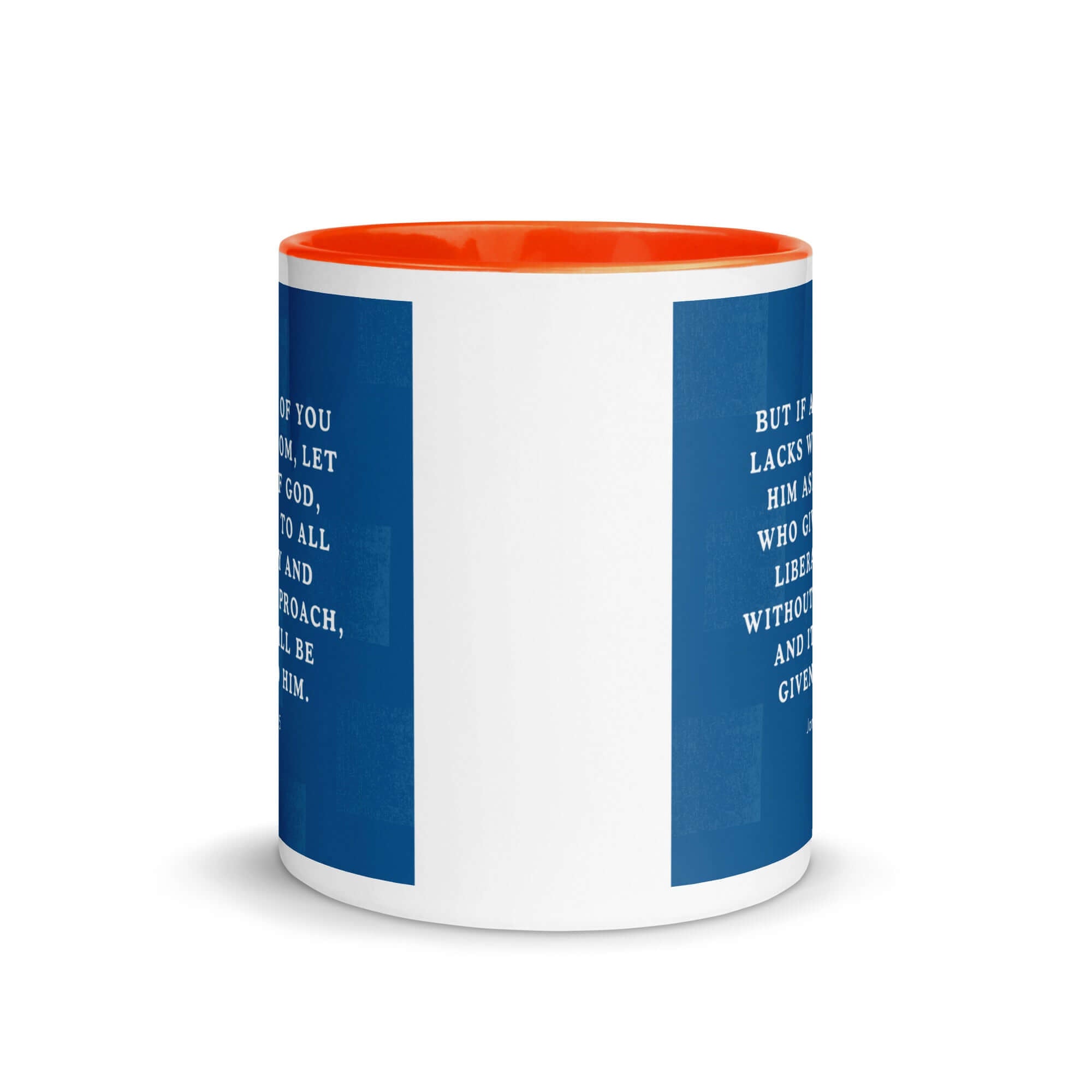 James 1:5 Bible Verse, gives to all White Ceramic Mug with Color Inside