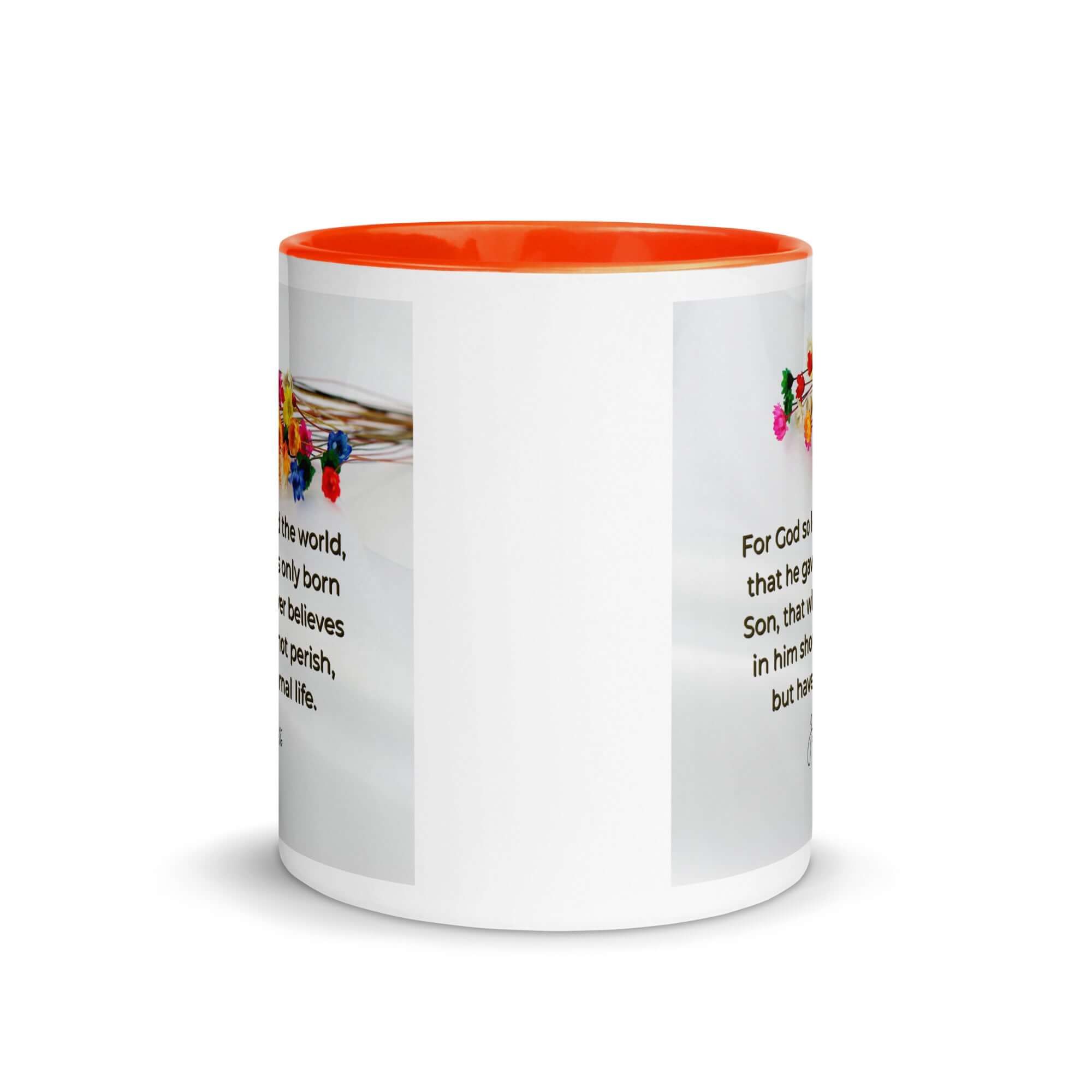 John 3:16 Bible Verse, He gave His Son White Ceramic Mug with Color Inside