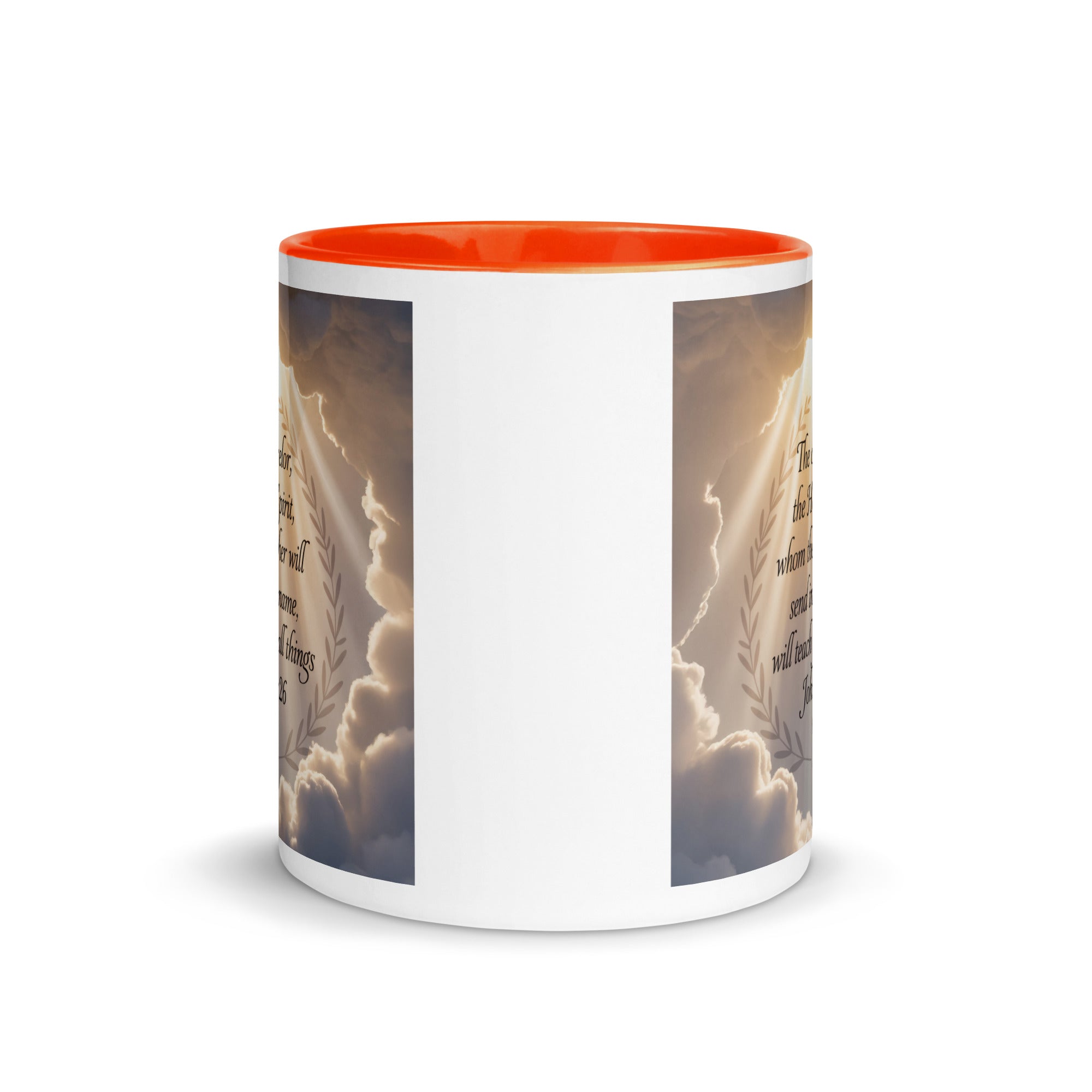 John 14:26 Bible Verse Counselor White Ceramic Mug with Color Inside