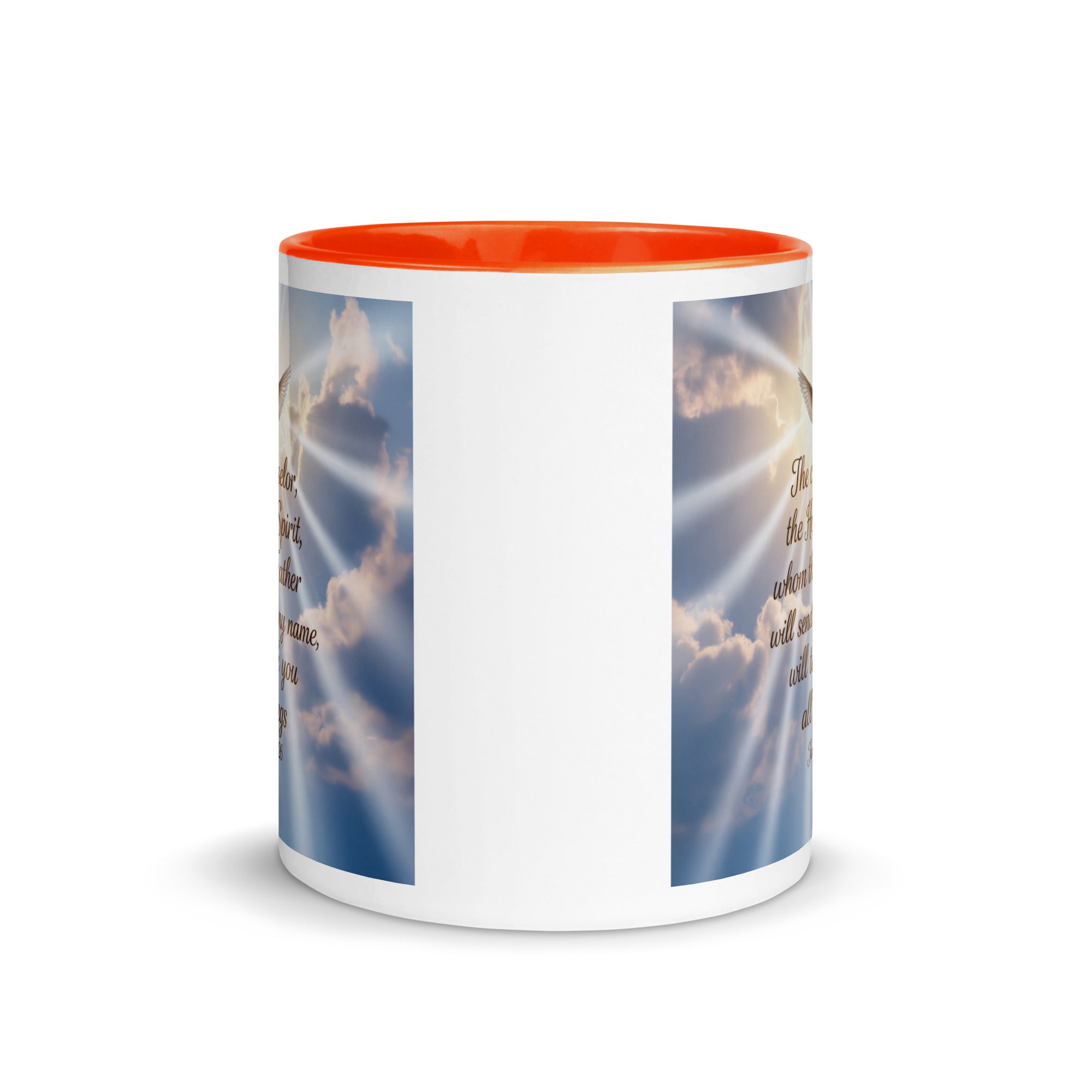 John 14:26 Bible Verse Father White Ceramic Mug with Color Inside